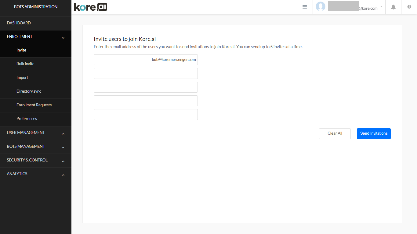Enrollment Module - Invite Page