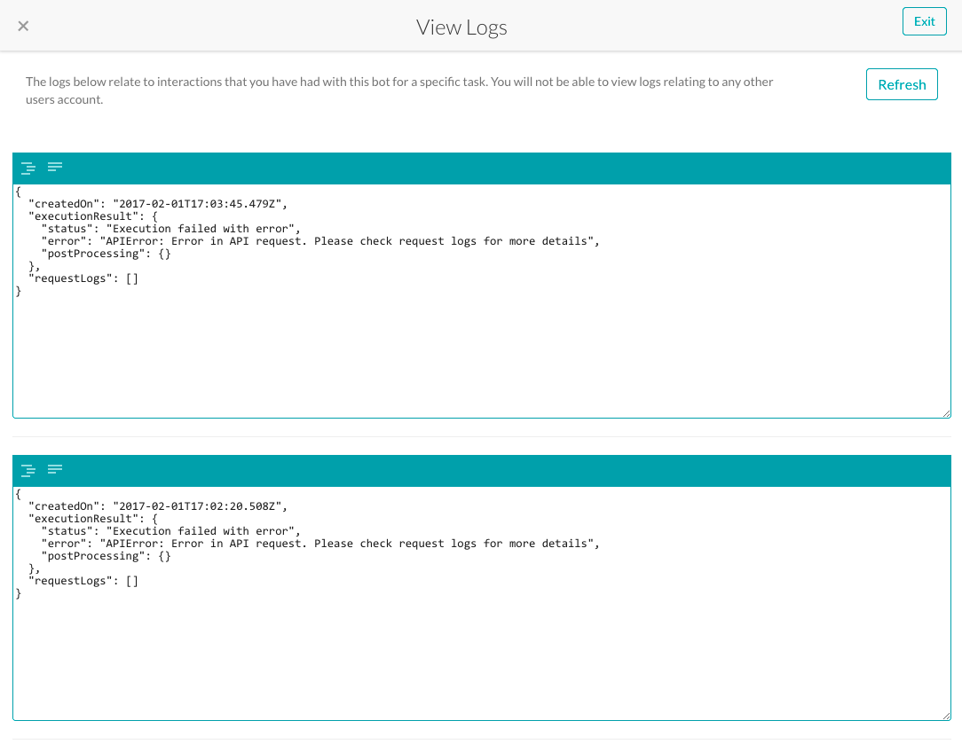 View Logs Page