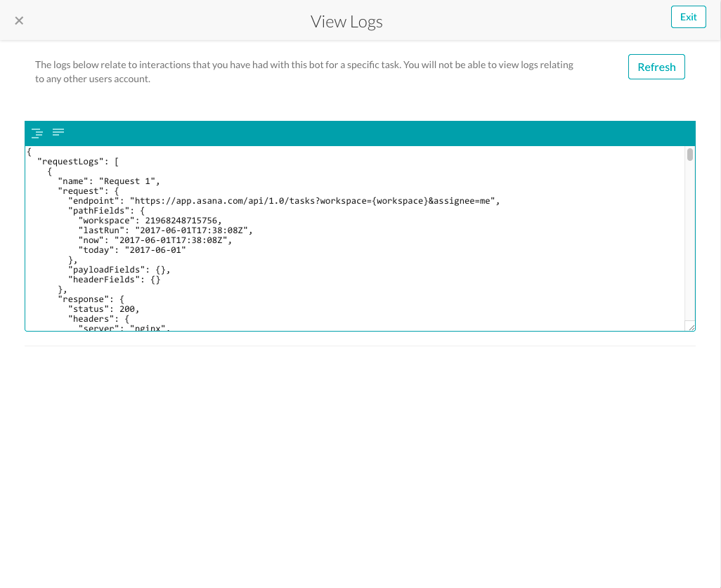 View Logs Page