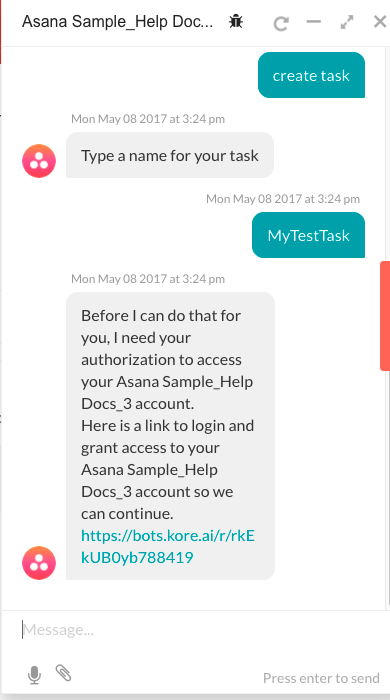 Asana Run Bot Window