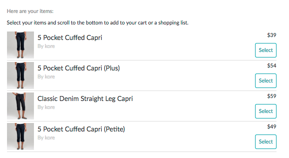 Shopping Cart Layout with Actions Report